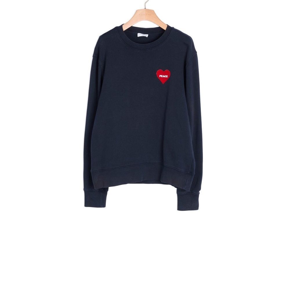 Sandro black cotton sweatshirt crewneck peace red heart logo unisex small